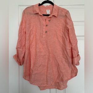 Sigrid Olsen Linen Shirt in Coral